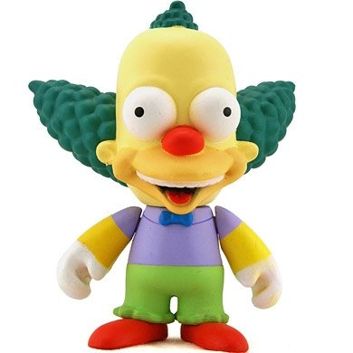 Krusty figure by Matt Groening, produced by Kidrobot. Front view.