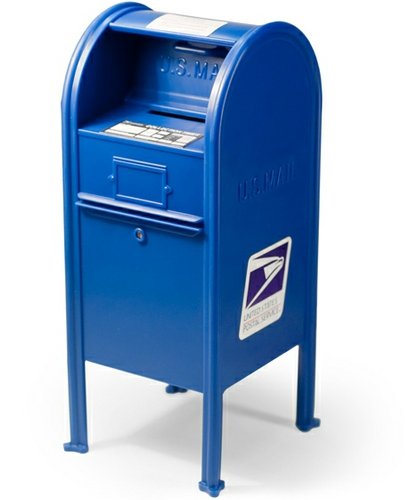 USPS Mini Drop Box figure, produced by Tyotoys. Front view.