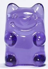 Ungummy Bear - medium lilac figure by Muffinman. Front view.