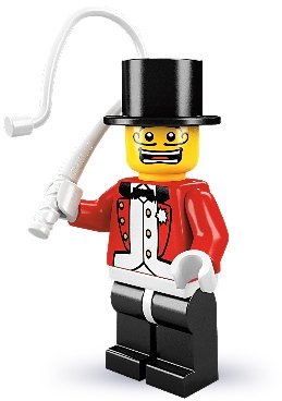 Ringmaster figure by Lego, produced by Lego. Front view.