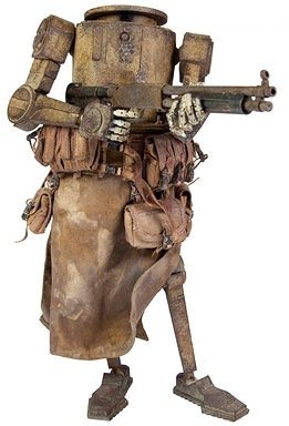 Monty Dropcloth figure by Ashley Wood, produced by Threea. Front view.