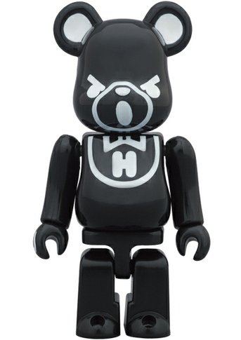 Hysteric Bear Be@rbrick 100% - Black figure by Hysteric Glamour, produced by Medicom Toy. Front view.