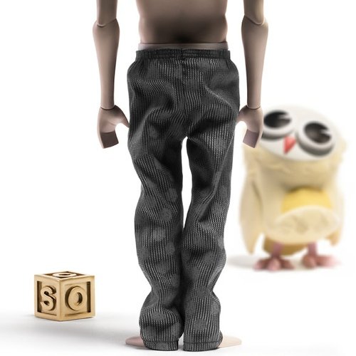 – souls gone mad – fevers pyjama pants figure by Mark Landwehr X Sven Waschk, produced by Coarsetoys. Front view.