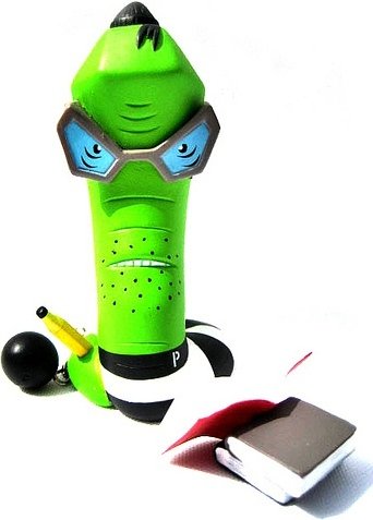 Irving the Brain - Jail Variant figure by Frank Kozik, produced by Kidrobot. Front view.