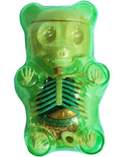 Anatomical Gummi Bear 3D Puzzle - Green figure by Jason Freeny, produced by Famemaster. Front view.