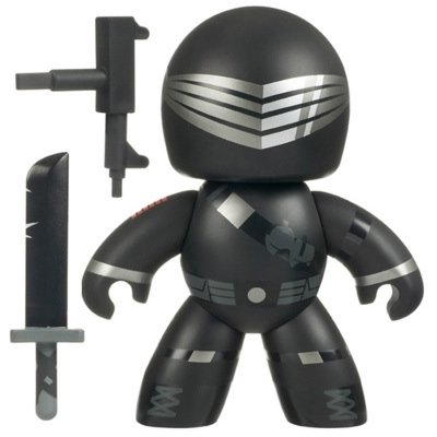 Snake Eyes figure, produced by Hasbro. Front view.