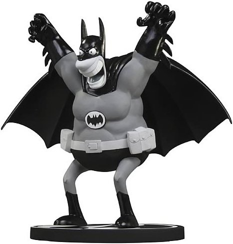 Batman Black & White Statue figure by Sergio Aragones, produced by Dc Direct. Front view.