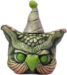 Party Owl - Green Envy figure by Scribe. Front view.