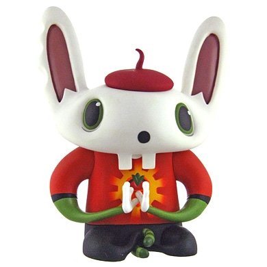Bunniguru figure by Nathan Jurevicius, produced by Flying Cat. Front view.