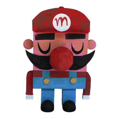Mario figure by Amanda Visell. Front view.