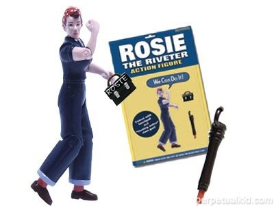 Rosie the Riveter figure, produced by Accoutrements. Front view.