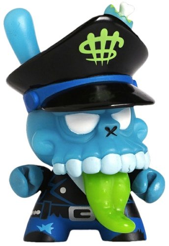 Zombie Biker figure by Jeremy Madl (Mad), produced by Kidrobot. Front view.