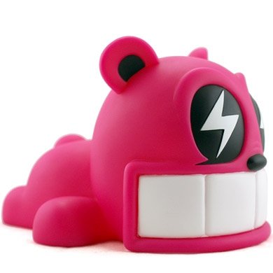 Reach Bear - Pink figure by Reach, produced by Kidrobot. Front view.