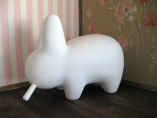 Blank Labbit figure by Frank Kozik, produced by Kidrobot. Front view.