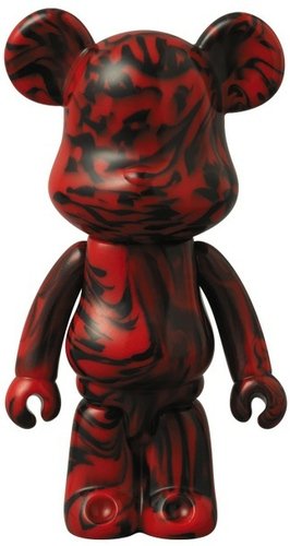 Kumabrick - Red Marbled figure, produced by Medicom Toy. Front view.
