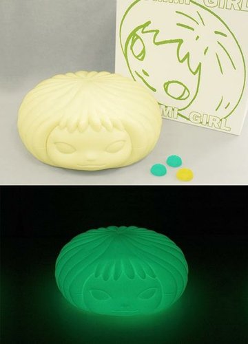 Gummi Girl Glow in the Dark figure by Yoshitomo Nara. Front view.