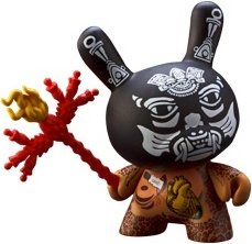Black Xolotl figure by Izzie Ramirez, produced by Kidrobot. Front view.