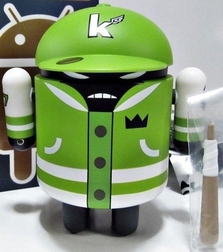 FlipMode Green Android (Chase) figure by Kano, produced by Dyzplastic. Front view.