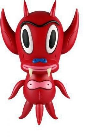 Hot Cha Cha Cha - Red Pearl figure by Gary Baseman, produced by Critterbox. Front view.