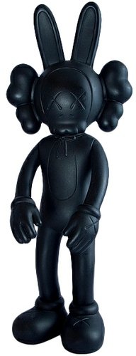 Accomplice - Black figure by Kaws, produced by Medicom Toy. Front view.