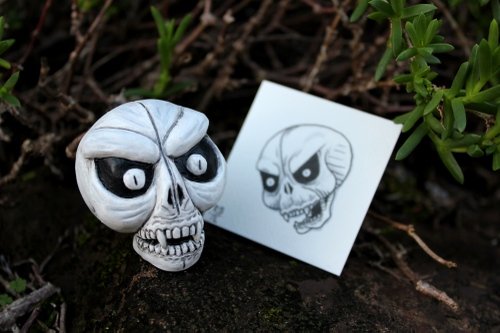 Skull Tattoos - Scary Skull - Custom figure by Double Haunt. Front view.
