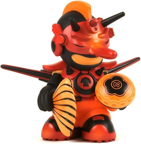 Kidrobot Mascot 08 - Tengu Red figure by Damon Soule, produced by Kidrobot. Front view.