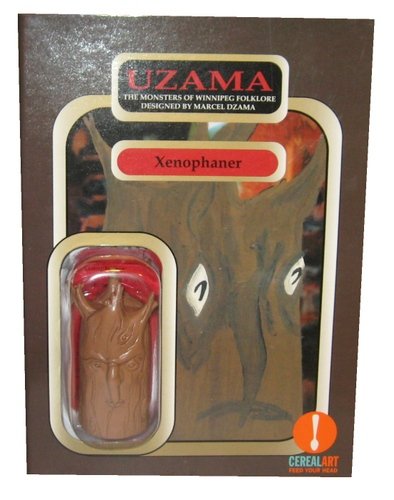 Xenophaner figure by Marcel Dzama, produced by Cereal Art. Front view.