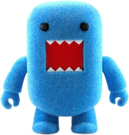 Flocked Blue Domo Qee figure by Dark Horse Comics, produced by Toy2R. Front view.