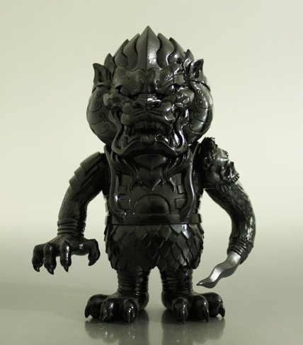 Mongolion - Unpainted Black figure by LAmour Supreme, produced by Super7. Front view.