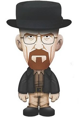 Walt as Heisenberg figure, produced by Mezco Toyz. Front view.