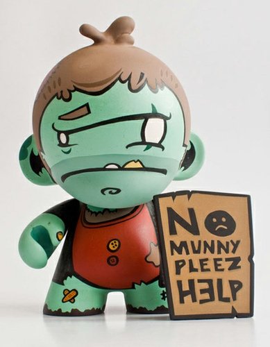 Hobo Needs Munny figure by Chad Lesch. Front view.
