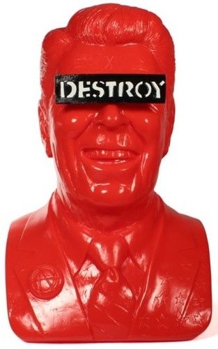 Gipper Reagan Bust - Rotofugi Exclusive  figure by Frank Kozik, produced by Ultraviolence. Front view.