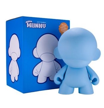Mega Munny Blue Glow In the Dark figure, produced by Kidrobot. Front view.