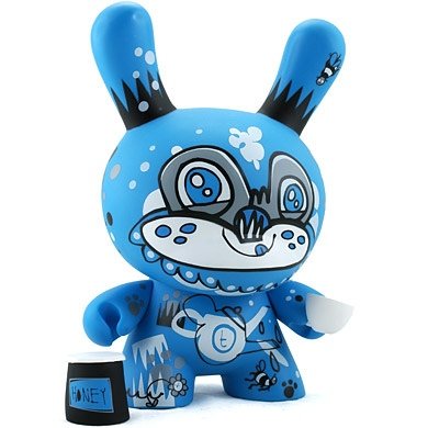 Tea Bear figure by Jon Burgerman, produced by Kidrobot. Front view.