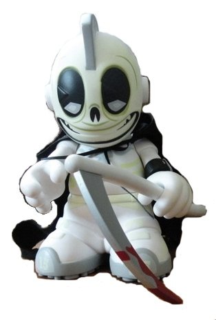Kidrobot Mascot 15 - KidReaper, GID Chase figure by Andrew Bell, produced by Kidrobot. Front view.
