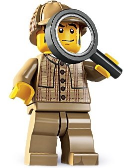 Detective figure by Lego, produced by Lego. Front view.