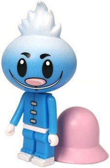 Blue Flame figure by Sket One, produced by Kidrobot. Front view.