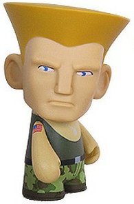 Guile - Green figure by Capcom, produced by Kidrobot X Capcom. Front view.