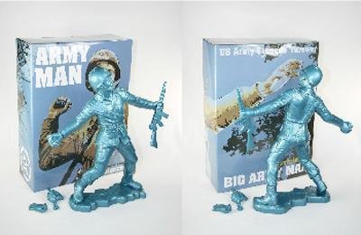 Big Army Man - Blue figure by Frank Kozik, produced by Ultraviolence. Front view.