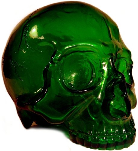 Skull Head 1/1 - Clear Green figure, produced by Secret Base. Front view.