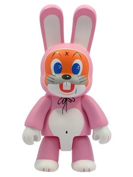 Happy Bunny - Pink figure by Frank Kozik, produced by Toy2R. Front view.