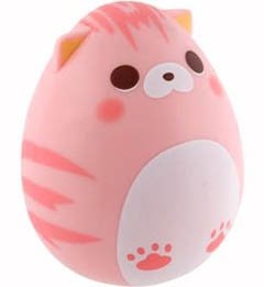 Tamago Nyanko - Peach figure, produced by Cube Works. Front view.