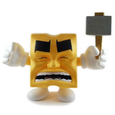 Cheese figure by Evan Dorkin, produced by Monkey Fun Toys. Front view.