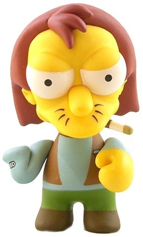 Herman Larson figure by Matt Groening, produced by Kidrobot. Front view.