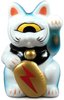 Mini Fortune Cat - White/Blue w/ Lightning Bolt