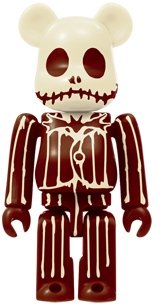 Jack Skellington White Chocolate Ver. Be@rbrick 100% figure by Disney, produced by Medicom Toy. Front view.