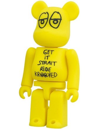 Krooked - Artist Be@rbrick S20 figure by Mark Gonzales, produced by Medicom Toy. Front view.