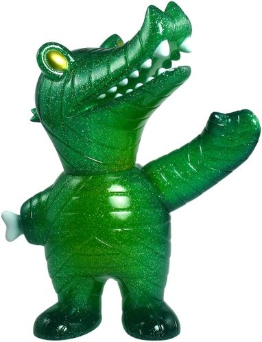 Mummy Gator - Green Glitter figure by Brian Flynn, produced by Super7. Front view.