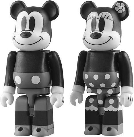 Mickey Mouse & Minnie Mouse Be@rbrick - Mono Set figure by Disney, produced by Medicom Toy. Front view.