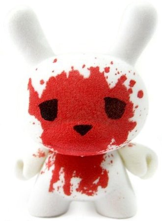Blood and Fuzz figure by Luke Chueh, produced by Kidrobot. Front view.